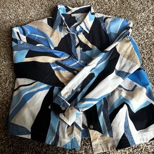 Sophie Abstract Blue and Gray Shirt L